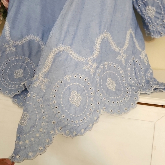 Eyelet Kimono Small/Medium Casual Embroidered Lagenlook beachy Coastal Modest - Picture 4 of 10